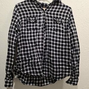 Black and White Plaid Button-Up Shirt